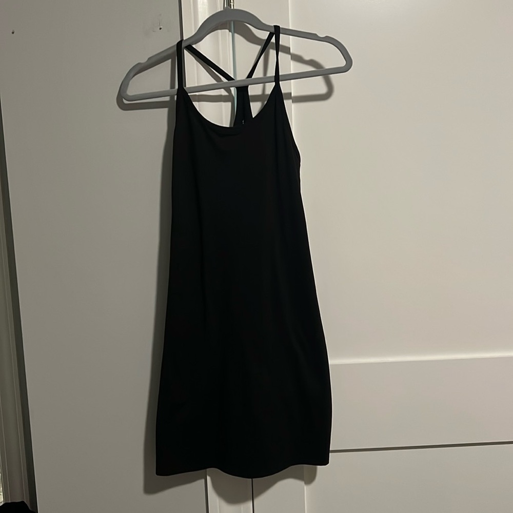 Black small petite workout dress with built in shorts